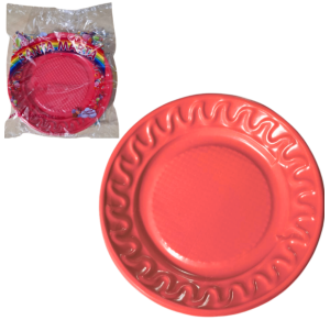 PRATO SOBREMESA VERMELHO PLÁSTICO 15CM C/10 UNID