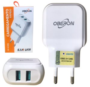 CARREGADOR 5.1A C/2 ENTRADAS USB - OR-IC035