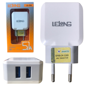 CARREGADOR 5.1A C/2 ENTRADAS USB  - LE-258