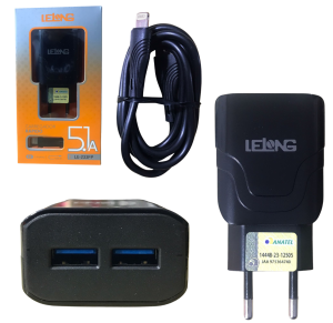 CARREGADOR IOS 5.1A C/2 ENTRADAS USB - LE-233FP