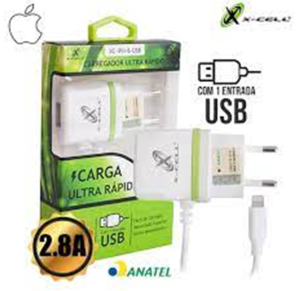 CARREGADOR DE CELULAR LIGTHING/IOS 2.8A - XC/IPH-6/USB