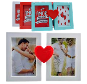 PORTA RETRATO PL 10X15CM CORAÇÃO 2 FOTOS - 89723