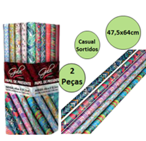 PAPEL DE PRESENTE 47,5X64CM C/2 PÇS CASUAL -10124