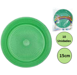 PRATO SOBREMESA VERDE ESCURO PL 15CM C/10 UNID