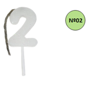 VELA GLITER PQ BRANCA Nº 2