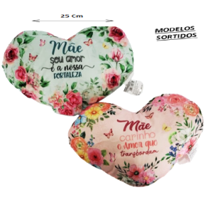 ALMOFADA CORAÇÃO MÃE 25X18CM - F0065