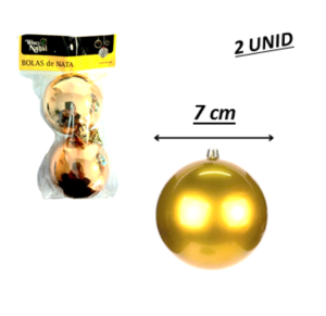NT - BOLA LISA DOURADA 7CM C/2PÇ - NTB1005D