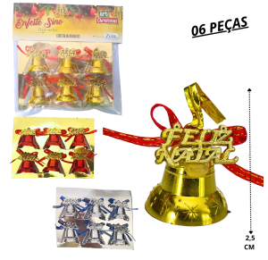 NT - ENFEITE SINO MERRY CHRISTMAS C/6 PÇS - ZC1673