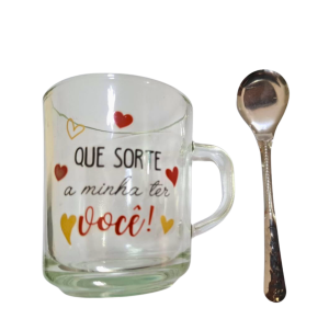 CANECA DE VIDRO C/COLHER NA CAIXA - CZ231050