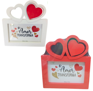 PORTA RETRATO PL - 10X15CM 2 CORAÇÕES - CZ22638